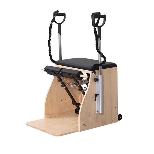 REFORING Pilates Chair, W7 Maple Series Split-Pedal Stability Combo Chair Pro Equipment with Handles and Bungee Cords for Home and Studio Workouts