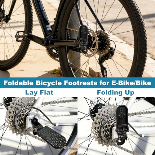 Bike Rear Foot Pegs Folding Rear Seat Footrest Black for Folding & E-Bikes