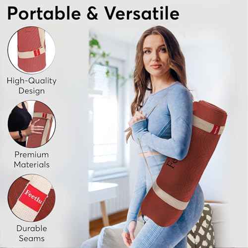 Extra Thick 12mm Exercise Mat ? Non-Slip, Joint-Friendly & Cushioned Fitness Mat for Yoga, Pilates & Floor Workouts ? Durable, Supportive & Includes Feetlu Classic Strap