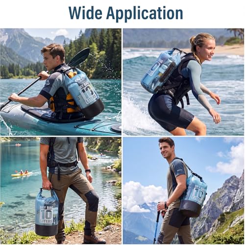 Dark Blue Waterproof Dry Bag Backpack 10L Roll Top Waterproof Bag for Men Women