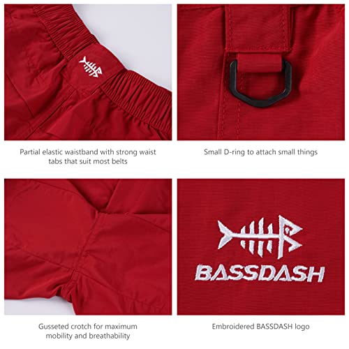 Youth 5-Inch Water-Resistant Cargo Shorts with Pockets - Large Chili Red