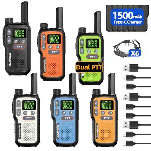 Walkie Talkies Long Range For Adults,Rechargeable 22 FRS NOAA Family Walky Talky 2 Way Radio Walkie Talkies With Earpiece 1500mAh Battery VOX Flashlight Type-C Charging For Camping Hiking Cruise,6Pack