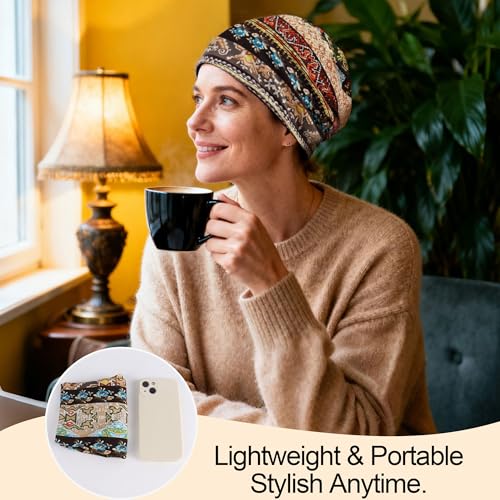 Ababalaya Women's Cotton Summer Beanie Chemo Headwear Sleep Cap - One Size A-1332 Pack
