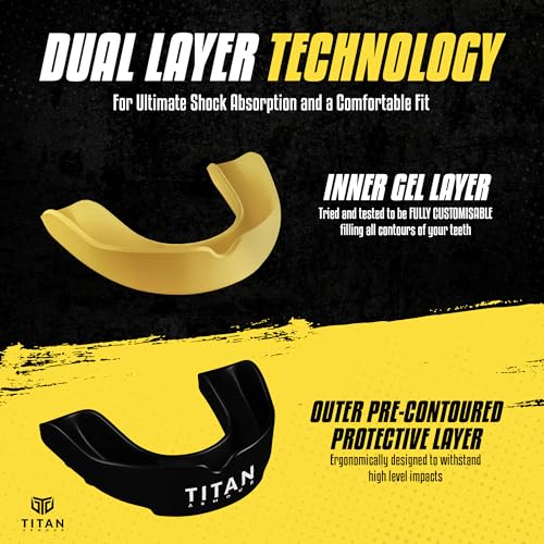 Boxing Mouth Guard Dual-Layer Boil & Bite Protective Gear - Gold, Adult 11+
