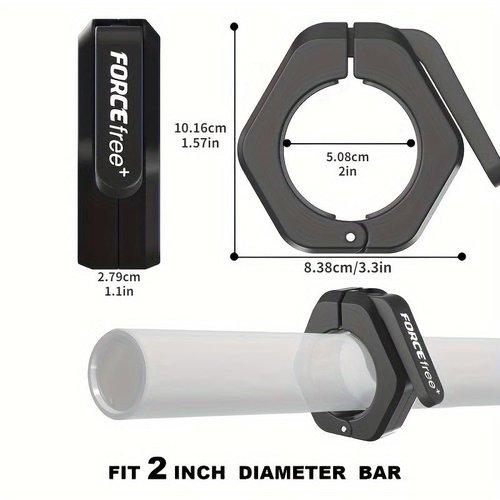 Forcefree+ Barbell Clips (Pair), Barbell Clamps, Quick Release Olympic Barbell Clamps with Anti Slip TPR Grip, Barbell Collars for Secure Weightlifting & Powerlifting (Black)