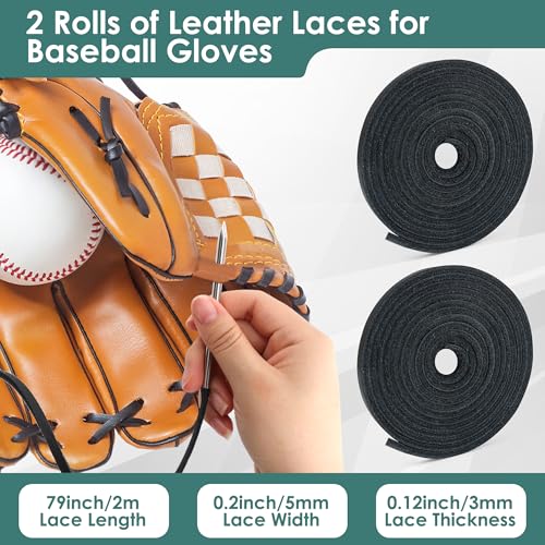 Baseball Glove Repair Lacing Kit with Leather Laces & Needles