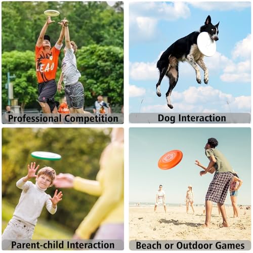 Outdoor Sports Flying Disc - 9.3 Inch, 2 Pack, Blue & Green for Beach, Park, Backyard