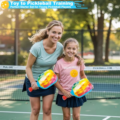 Pickleball Paddles Set of 2 Kids Outdoor Toys for Yard Beach Pool Camping Lawn Games Lightweight Pickleball Set Christmas Birthday Gifts for Boy Girl 4 5 6 7 8 Year Old, Stocking Stuffers