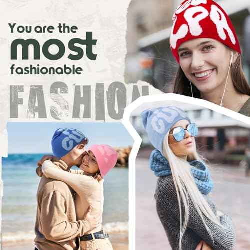 TaowaveWomen Beanie Y2k Hat,MEA Culpa Graphic Beanies Designs,Winter Hat Knit Skull Cap for Women