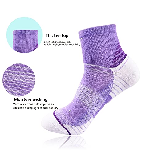 Women's Athletic Ankle Socks 5-9 / Multicolor Cushioned Quarter Socks