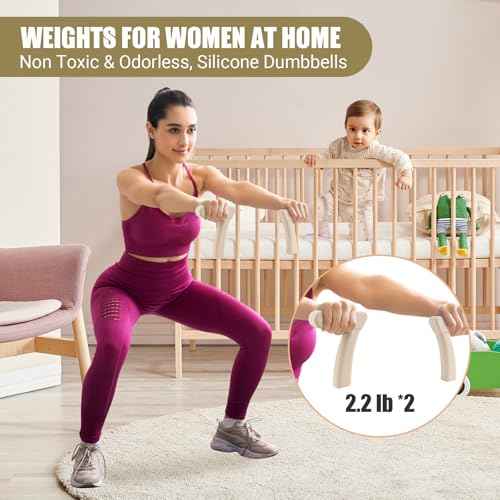 Pilates Ring Set, Pilates Essential Kit with Pilates Ring and Ball, 2.2lb *2 Ergonomic 7-Shaped Dumbbells, Portable Bag & Training Poster, at Home Workouts Pilates Sets for Women