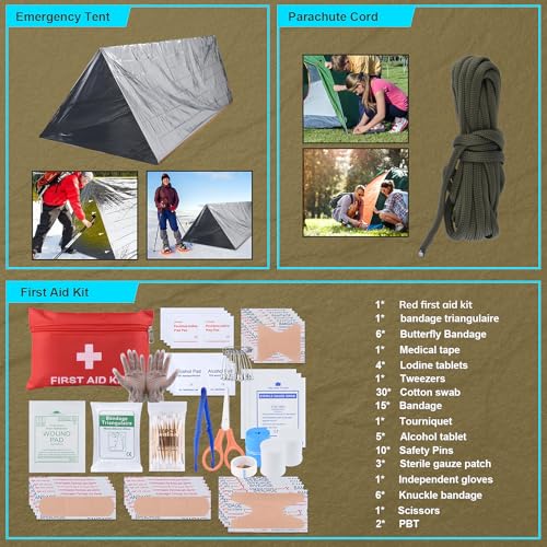Emergency Survival Kit with 251 Pieces - Black, First Aid & Outdoor Gear