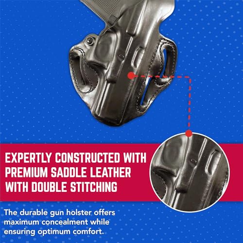 DeSantis Thumb Break Scabbard - OWB Gun Holster for Men and Women, Leather Belt Slide Holster for Pistols, Exact Molding, Secure and Concealable Carry