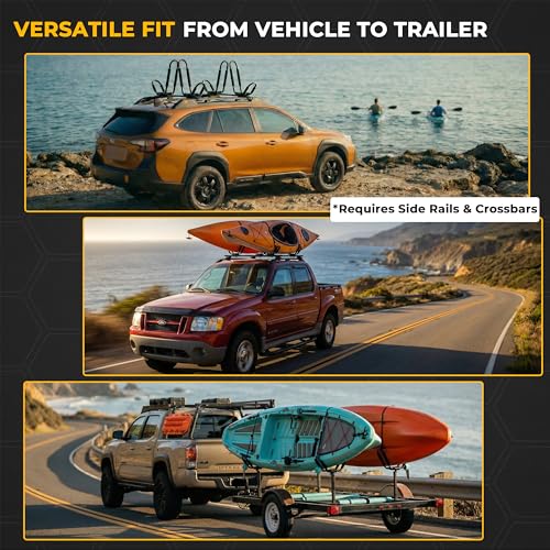Vallix 2-Pair Kayak Roof Racks for Car SUV Truck - Heavy Duty Crossbar Carrier