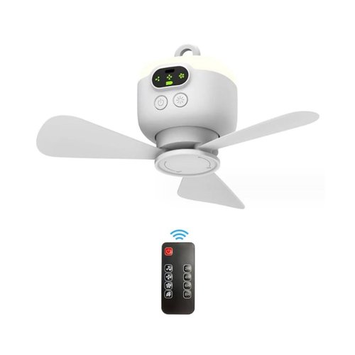 Camping Fan, 8000mAh Ceiling Fan with Remote Control, USB Rechargeable Tent Fan with Detachable Fan-Blades, Camping Fan with 4 Speeds, Ceiling Fan for Bedroom, Camping Outdoor Hanging (White)
