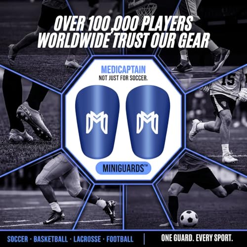 Mini Shin Guards for Soccer - Blue - Tiny Leg Pads for Men, Women, Teens