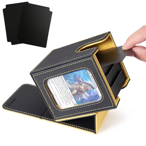 Venssu MTG Deck Box with Commander Display Window - Black & Yellow, 1 Window
