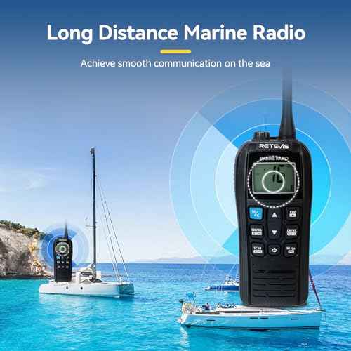 Retevis RM22 Marine Radio, IP67 Waterproof Handheld Floating Radio, High Power, Noise Cancelling Mic, Backlit LCD Display, NOAA Weather, 2200mAh Battery, USB Charging, Boat Radios(1 Pack)