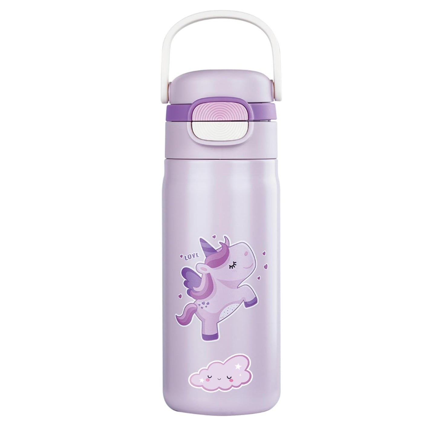 Water Bottle for Kids，Insulated Bottle with Straw, Vacuum Insulated Water Bottle for Boys&Girls, Leak-proof Insulated Tumbler（Purple, Unicorn）