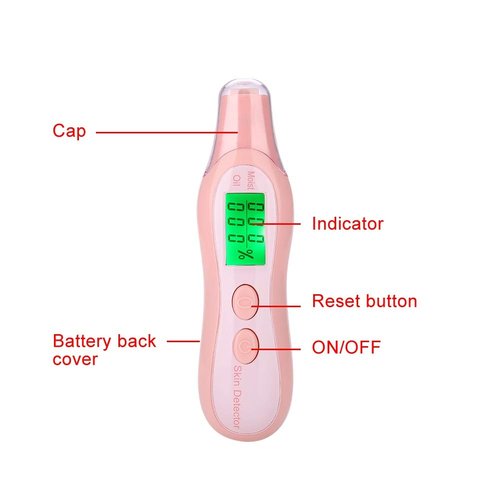 Naroote Skin Hydration Tester, Digital LCD Display Precision Skin Sensor Tester Corneometer Skin Hydration Facial Water Oil Analyzer (White) (Pink)