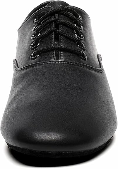 Men's Ballroom Dance Shoes Black Leather Sole Tango Salsa Latin Character Shoe - 10.5