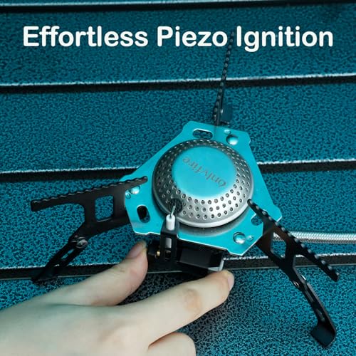 Black Portable Camping Gas Stove 3500W with Piezo Ignition & Carry Bag
