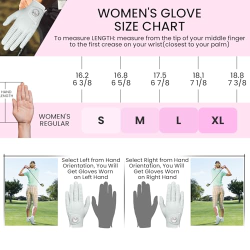 Women's Golf Gloves Cabretta Leather Left Medium with Detachable Ball Marker