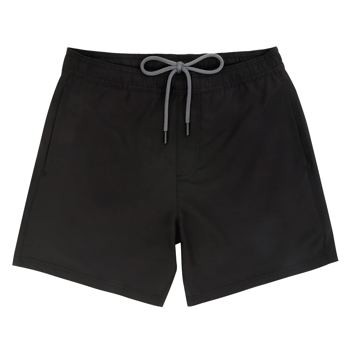 LRD Mens Swim Trunks with Compression Liner 7 inch Inseam Quick Dry Swim Shorts Black/Gray - M