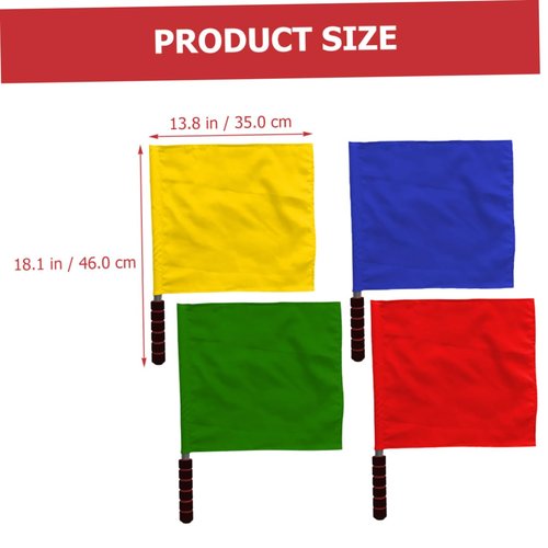 BESPORTBLE 4pcs Signal Flags with Handle Referee Traffic Fan Cheering Flags for Competitions and Events Durable and Comfortable Hand Waving Design