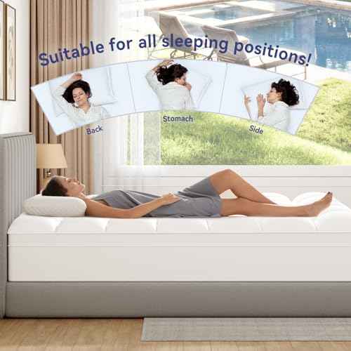 ELEMUSE Queen Mattress Topper for Back Pain, Extra Thick Mattress Pad Cover, Plush Soft Pillowtop with Elastic Deep Pocket, Overfilled Down Alternative Filling