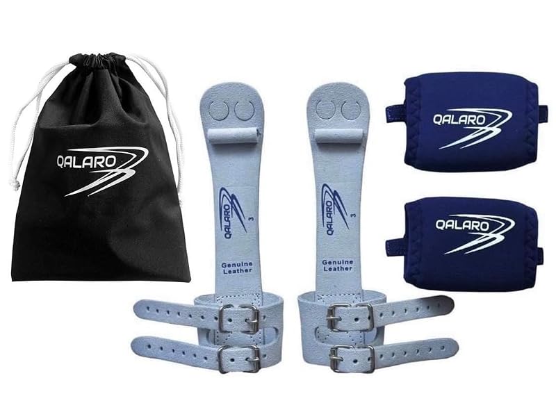 Double Buckle Pro Grips for Girls Gymnastics - Dowel Leather Bar Grips (Medium+) Variation 2
