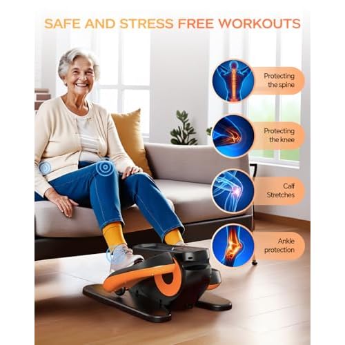 Under Desk Elliptical Machine, Ellipse Leg Exerciser as Seen on Tv for Seniors Adults with 12 Adjustable Speed, Quiet & Portable Seated Pedal Exerciser with Remote Control & Non-Slip Foot Straps