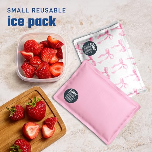 Pink Bows Soft Ice Packs for Lunch Bags & Coolers - 2 Pack by Fit & Fresh