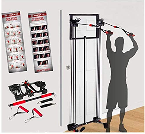 Tower 200, Complete Gym, Door, Gym, Body Building, Workout Equipment Doorway Fitness, Exercise Bands, Resistance Bands Set Men Weight Loss, Body Tower, x Factor, Anti Aging, Women, Free Straight bar