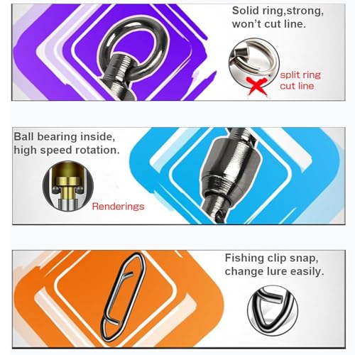 High Strength Snap Swivels Set 25 pcs - Stainless Steel Fishing Clips with Black Nickel Finish - Size 8+XXL (221lb)