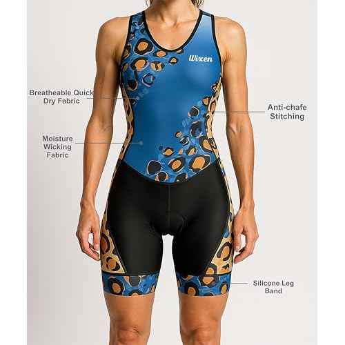 Women's Triathlon Tri-Suit, Blue, Sleeveless, Racerback, Bodysuit, Solid, Quick-Drying