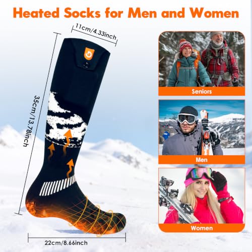 Rechargeable Heated Socks for Men Women Dark Blue 6000mAh App Control Winter Outdoor