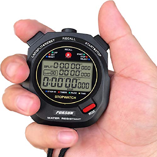 Professional Timer Stopwatch, Digital Sports Stopwatch with Countdown Timer, 100 Lap Memory, 0.01 Second Timing,Water Resistant,Multi Functional Stopwatch for Swimming Running Training etc
