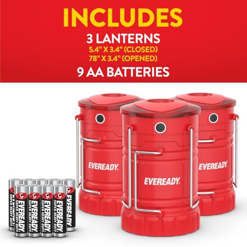 Red LED Camping Lantern 360 PRO 3-Pack - Super Bright Water-Resistant Tent Lights