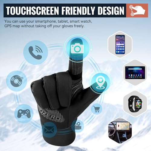 Men's Winter Touchscreen Gloves - Black, Large - Windproof & Water-Resistant