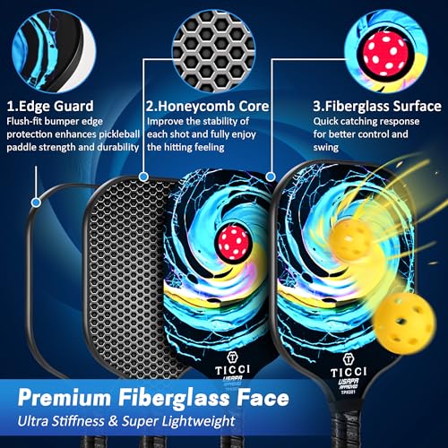 Pickleball Paddles Set of 2 with 4 Balls & Carry Bag - USAPA Approved Lightweight Rackets for Beginners & Adults