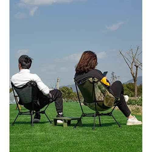 iClimb Ultralight Compact Camping Folding Beach Chair with Anti-Sinking Large Feet and Back Support Webbing (Red - Square Frame - 2PC)
