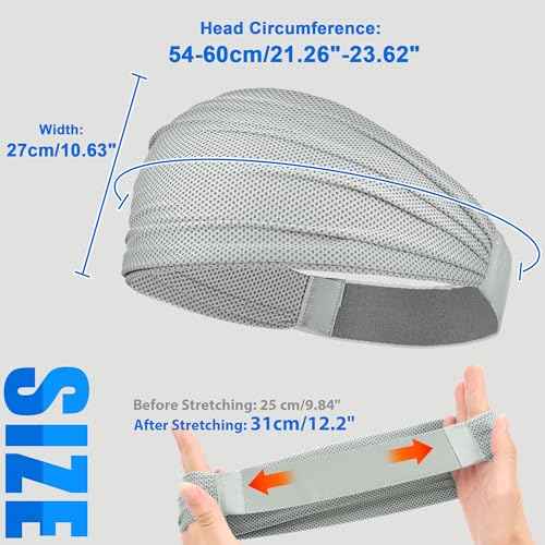 Sukeen Wide Headbands for Women, Instant Cooling Elastic Non-Slip Workout Headbands, Moisture-Wicking Sports Sweatbands for Gym, Yoga, Running, Fitness