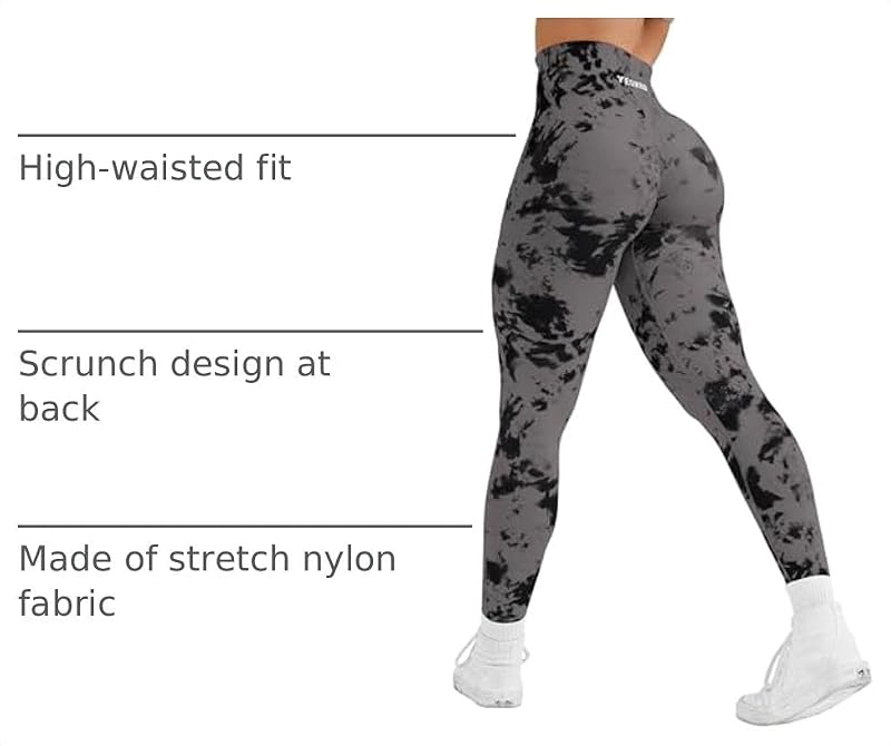 YEOREO CoreFlex Seamless Scrunch Yoga Leggings - Medium Black & Grey
