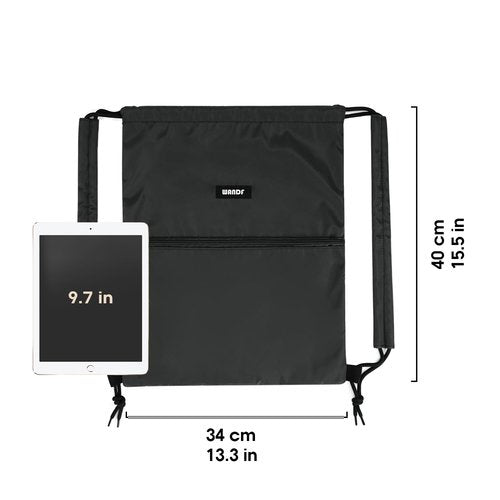 WANDF Drawstring Backpack Sports Gym Bag with Shoulder Pads Water Resistant String Bag Cinch Bag for Women Men (Black)