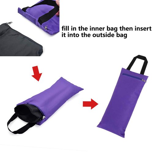 TopTie 2 Pack Yoga Sandbag Weighted Bag for Fitness Yoga Bolster, Black Unfilled Sandbag 16 x 7 Inch