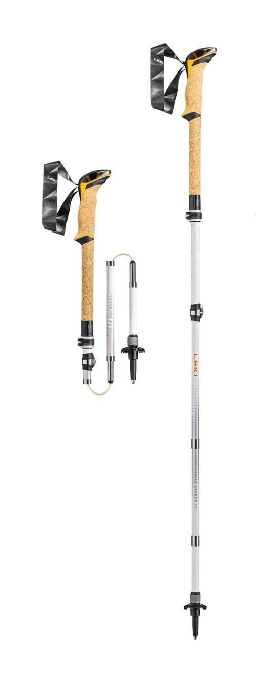 LEKI Cressida FX Carbon AS Collapsible Lightweight Walking Poles for Trekking & Hiking - White-Orange-Silver - 100-120 cm