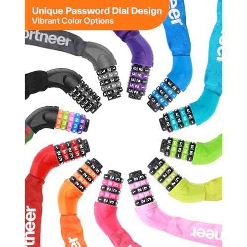 Sportneer Bike Lock: 5 Digit Combination High Security Anti Theft Bike Chain Lock - 3.2/3.6/4ft Heavy Duty Keyless Bicycle Lock for Bike, Motorcycle, Scooter, Door & Gate - 4/6mm Thick, Easy to Use