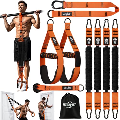 Orange Pull Up Assistance Resistance Bands Set with Handles for Strength Training