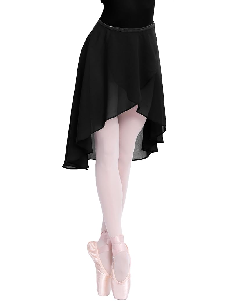 DanceDaily Women Semi-Sheer Dance Skirt Irregular Wrap - Black, One Size
